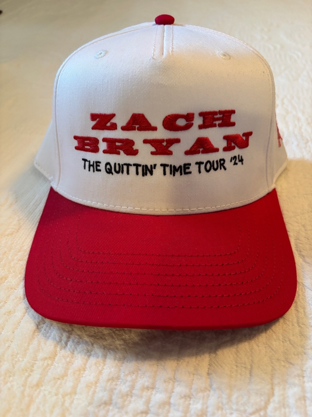 Zach Bryan 'The Quittin' Time Tour '24' Red & White Trucker Hat